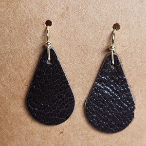 Sophisticated Black Leather Teardrop Earrings